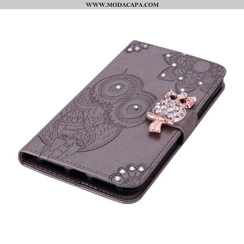 Capa Flip Para Samsung Galaxy A13 5G / A04s Coruja Mandala E Charme