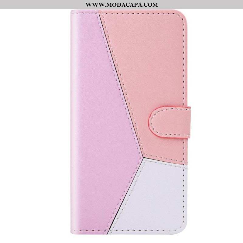 Capa Flip Para Samsung Galaxy A13 5G / A04s Efeito Couro Tricolor