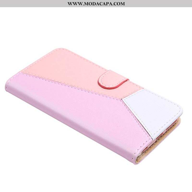 Capa Flip Para Samsung Galaxy A13 5G / A04s Efeito Couro Tricolor