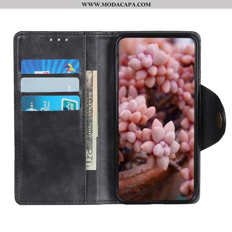 Capa De Couro Para Samsung Galaxy A13 5G / A04s Botão De Couro Falso