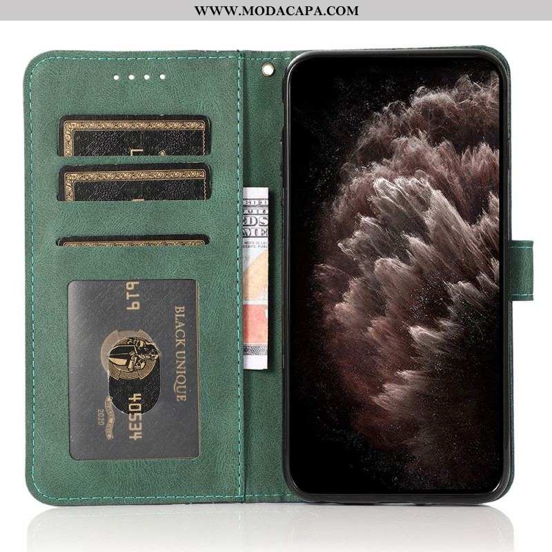 Capa De Couro Para Samsung Galaxy A13 5G / A04s Couro Falso Triângulo De Dois Tons