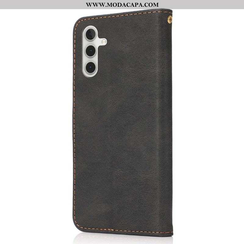 Capa De Couro Para Samsung Galaxy A13 5G / A04s Couro Falso Triângulo De Dois Tons