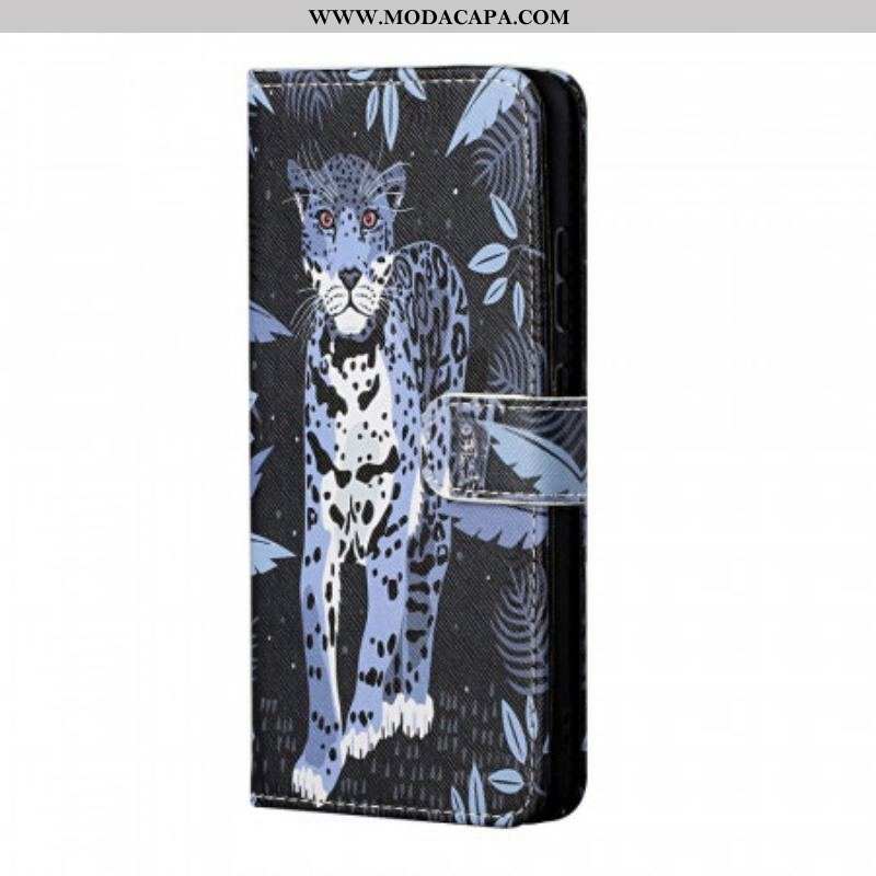 Capa Flip Para Samsung Galaxy A13 5G / A04s De Cordão Leopardo Strappy