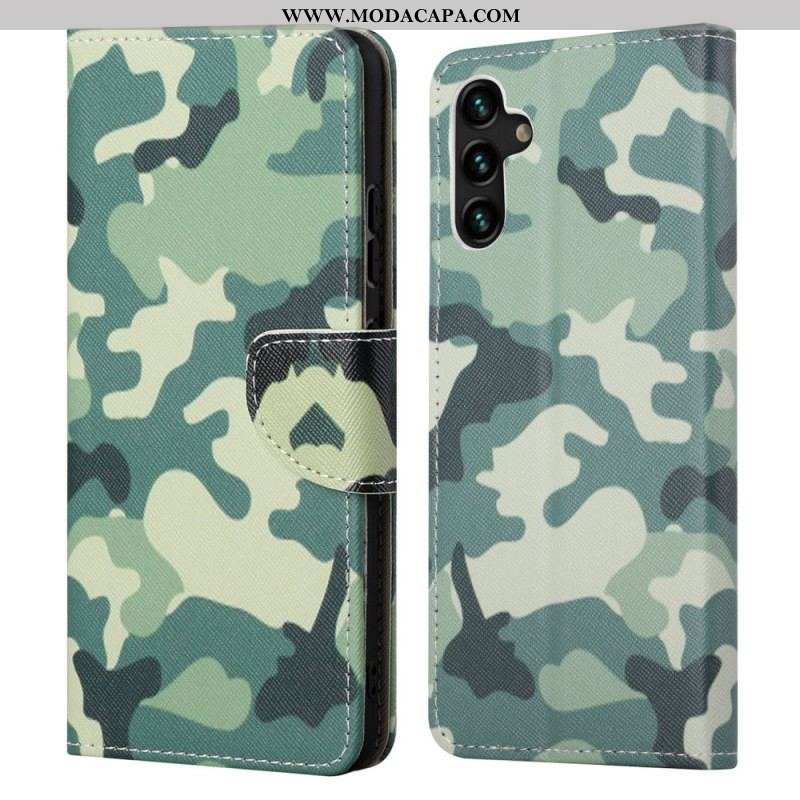 Capa De Couro Para Samsung Galaxy A13 5G / A04s Camuflagem Militar
