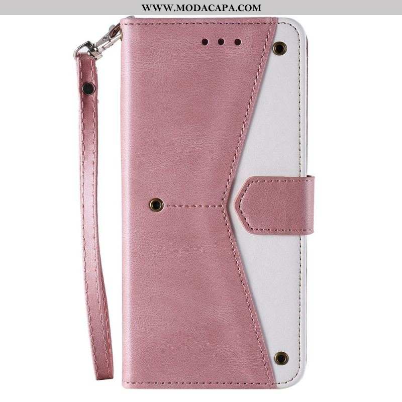 Capa Folio Para Samsung Galaxy A13 5G / A04s Costuras Com Toque De Pele