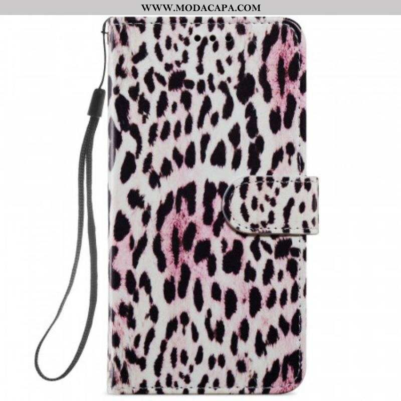 Capa De Couro Para Samsung Galaxy A13 5G / A04s Estampa De Leopardo