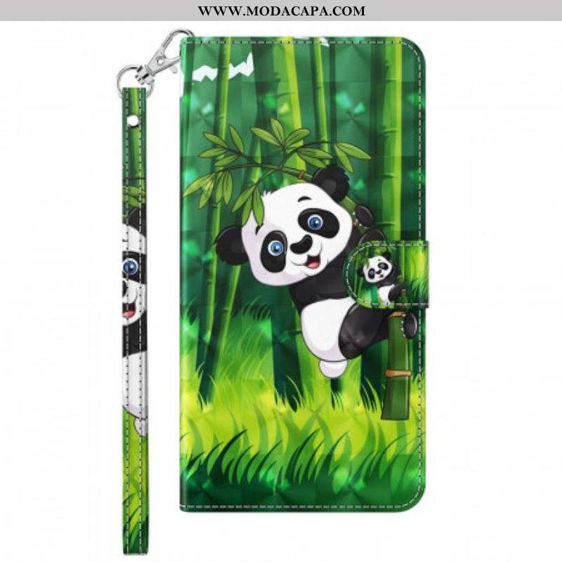 Capa De Couro Para Samsung Galaxy A13 5G / A04s Panda E Bambu