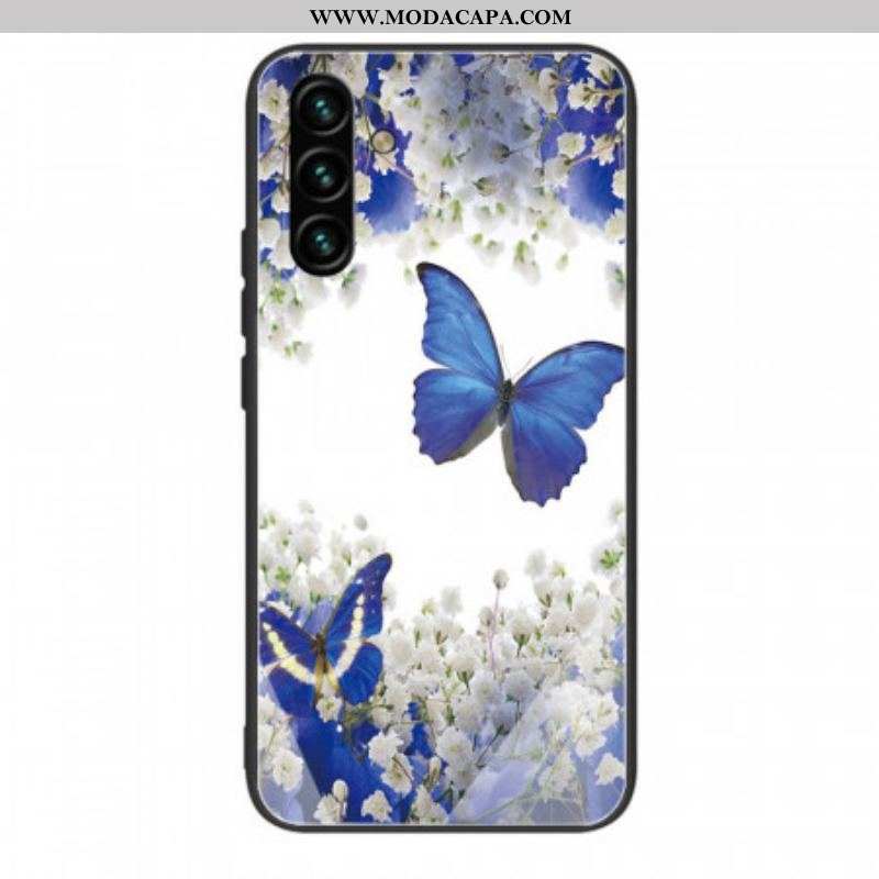 Capa De Celular Para Samsung Galaxy A13 5G / A04s Vidro Temperado Com Design De Borboletas