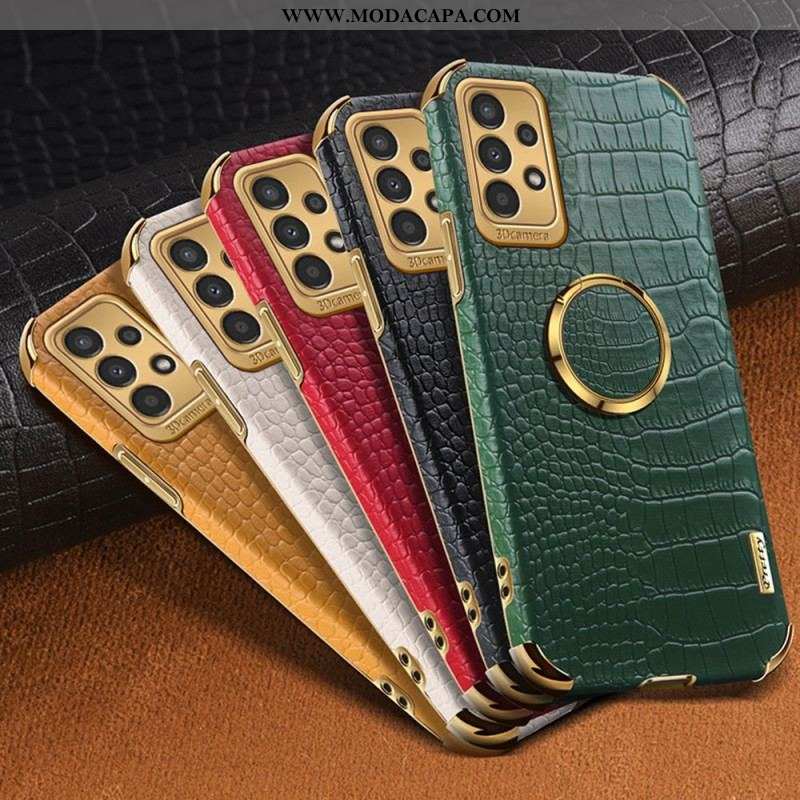 Capa Para Samsung Galaxy A13 Efeito Crocodilo Com Anel