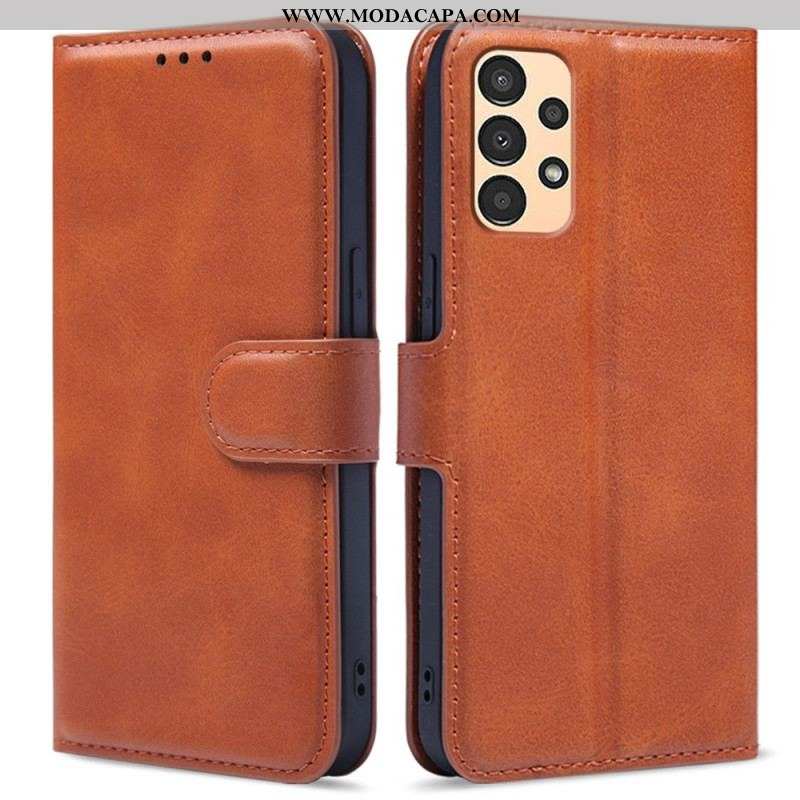 Capa De Couro Para Samsung Galaxy A13 Efeito Couro Retrô