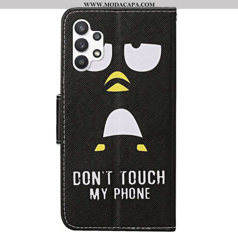 Capa Folio Para Samsung Galaxy A13 Novo Não Toque No Meu Telefone