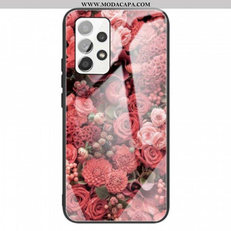 Capa Para Samsung Galaxy A13 Rose Flowers Vidro Temperado
