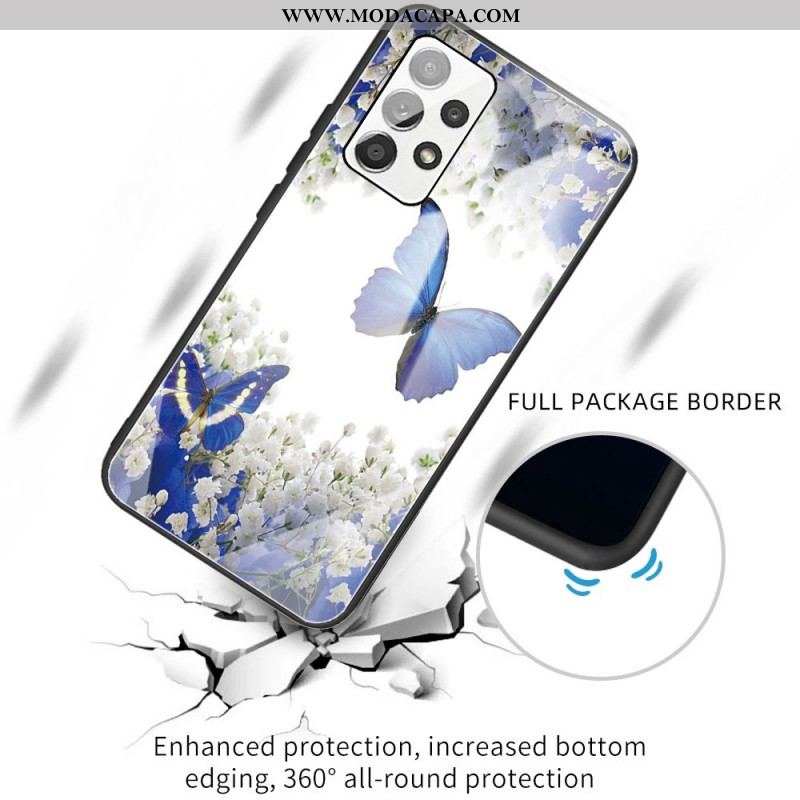 Capa Para Samsung Galaxy A13 Vidro Temperado Com Design De Borboletas