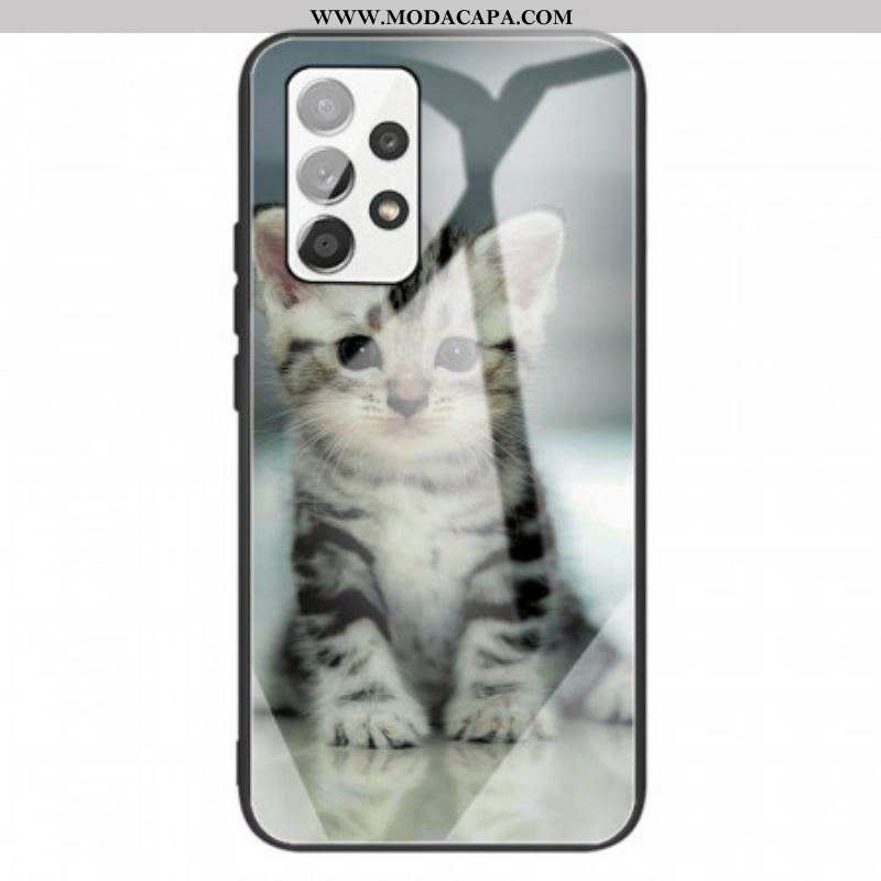 Capa Para Samsung Galaxy A13 Vidro Temperado Gatinho