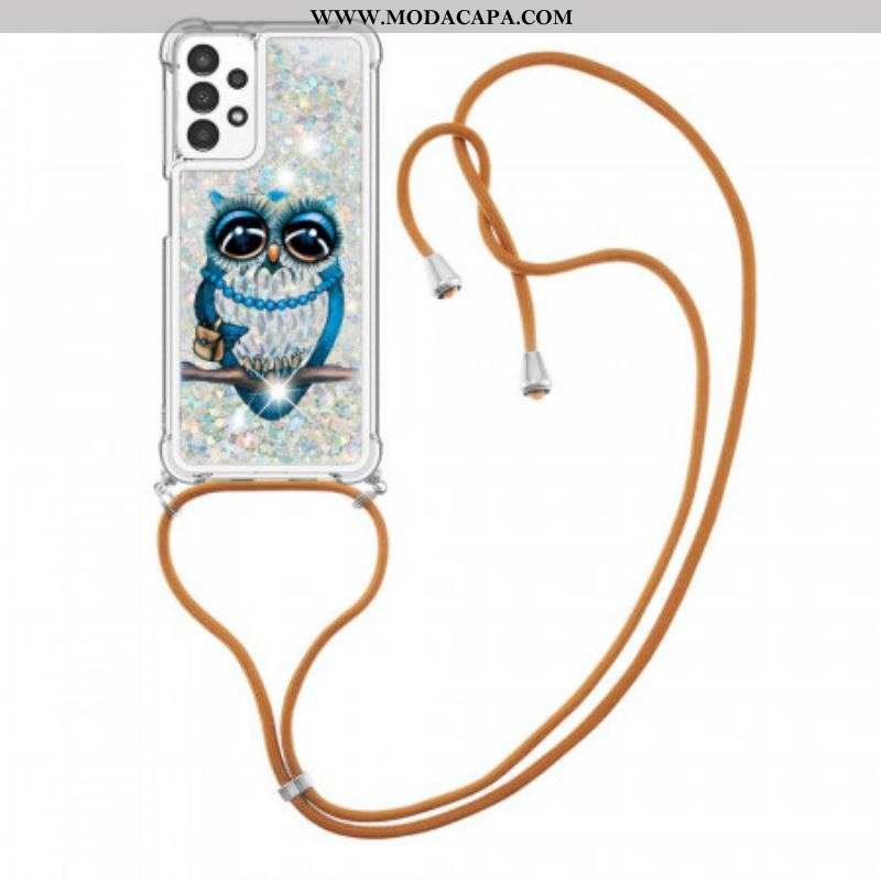 Capa Para Samsung Galaxy A13 De celular Cordão De Lantejoulas Miss Owl