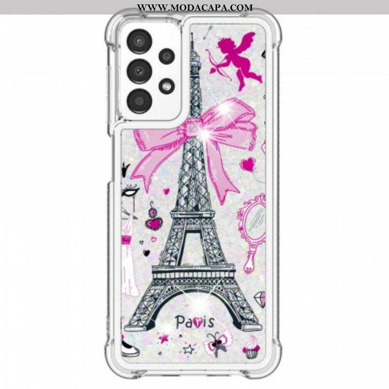 Capa Para Samsung Galaxy A13 As Lantejoulas Da Torre Eiffel