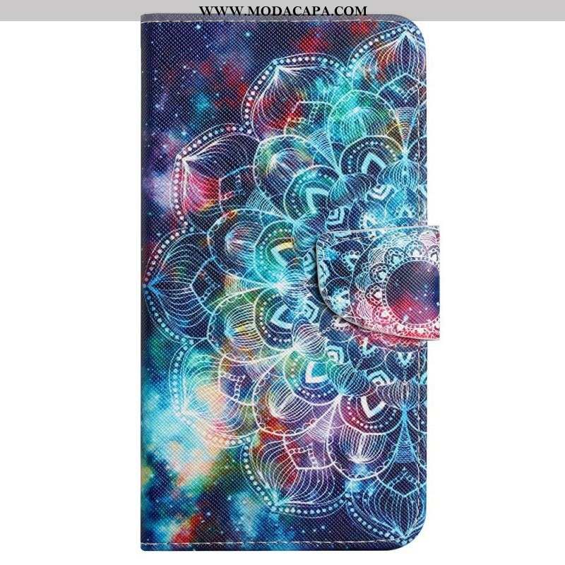 Capa Folio Para Samsung Galaxy A13 De Cordão Mandala De Tiras Chamativas