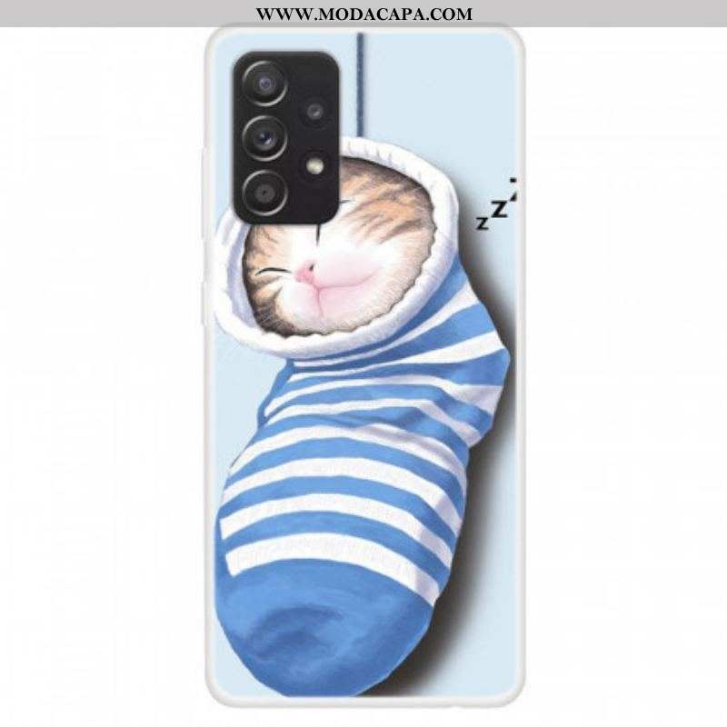 Capa Para Samsung Galaxy A13 Gatinho Dormindo