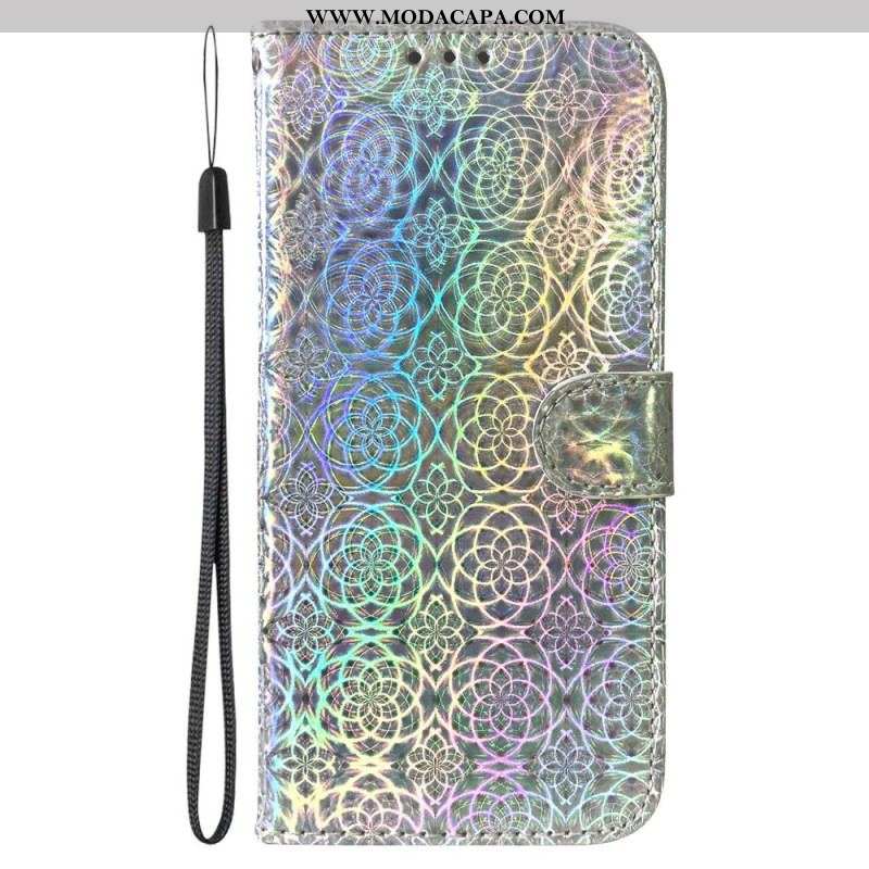 Capa Flip Para Samsung Galaxy A13 De Cordão Flores Psicodélicas Com Tiras