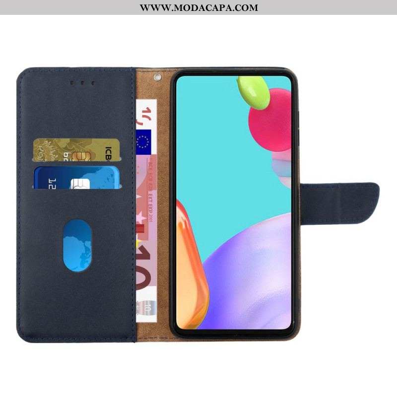 Capa Folio Para Samsung Galaxy A13 Couro Napa Genuíno