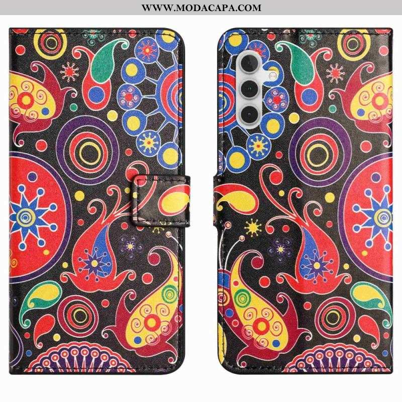 Capa Em Pele Para Samsung Galaxy A14 / A14 5G Design Da Galáxia