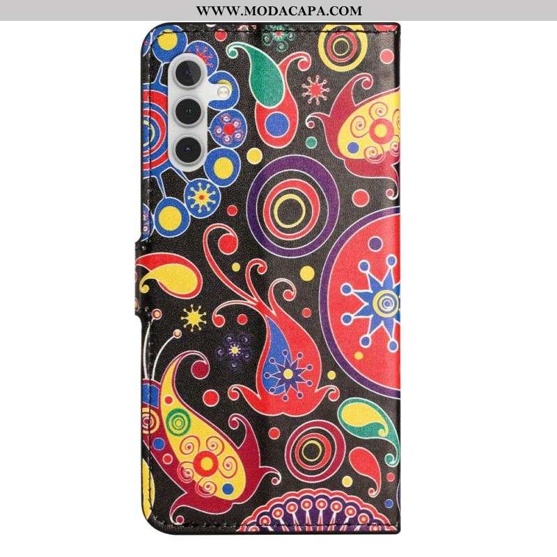 Capa Em Pele Para Samsung Galaxy A14 / A14 5G Design Da Galáxia