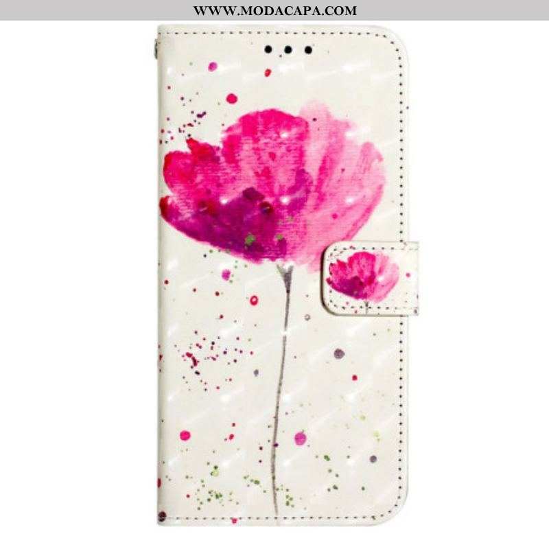 Capa Capa Folio Para Samsung Galaxy A14 / A14 5G De Cordão Strap Poppy