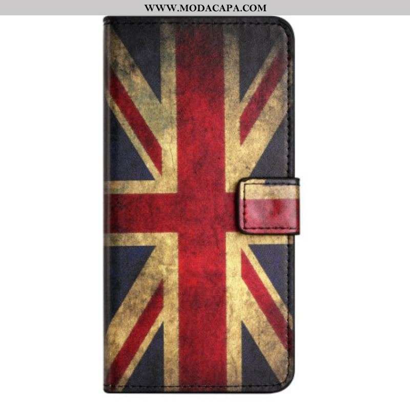 Capa De Couro Para Samsung Galaxy A14 / A14 5G Bandeira Inglesa Vintage