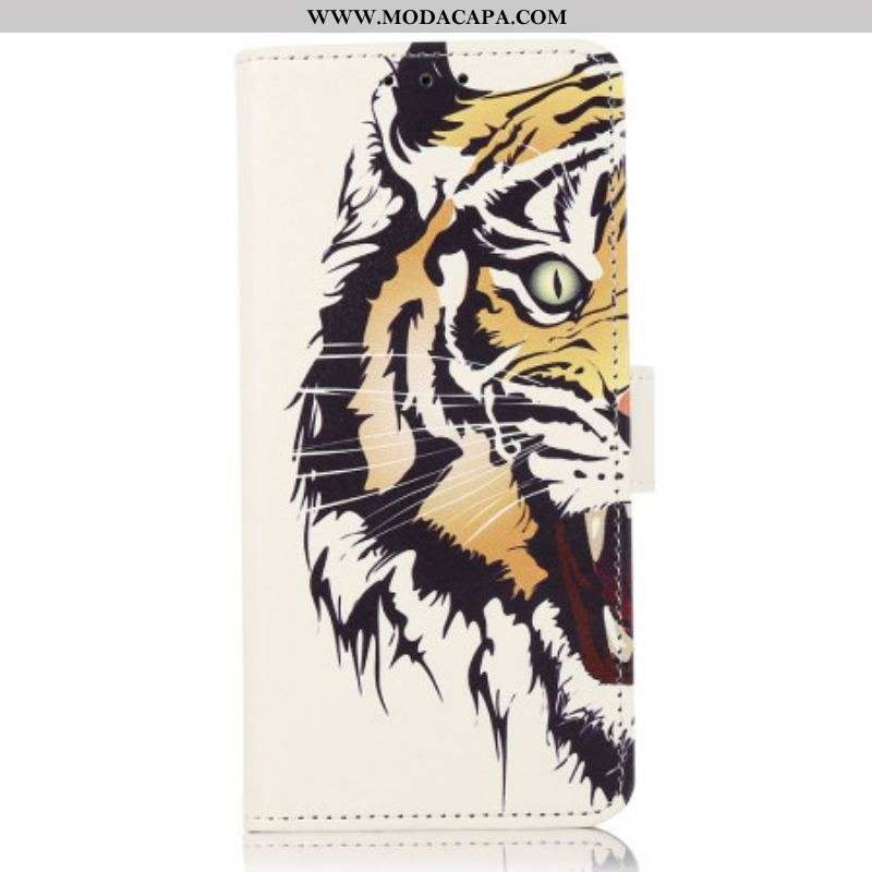 Capa Flip Para Samsung Galaxy A14 / A14 5G Tigre Selvagem