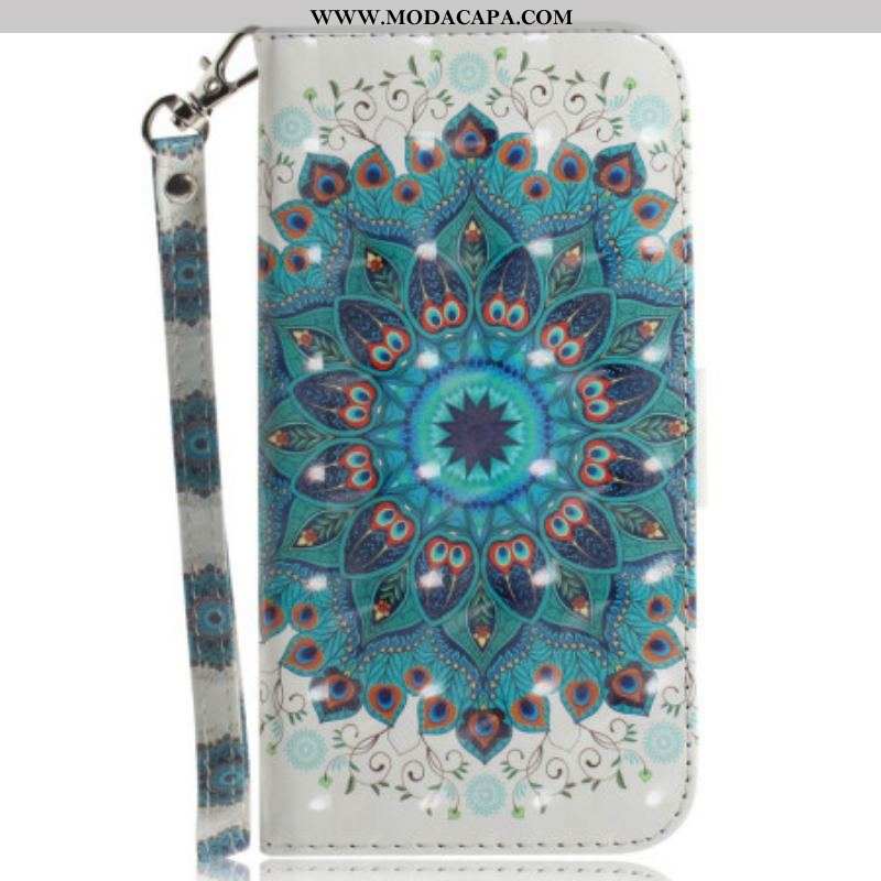 Capa Flip Para Samsung Galaxy A14 / A14 5G De Cordão Mandala Strappy