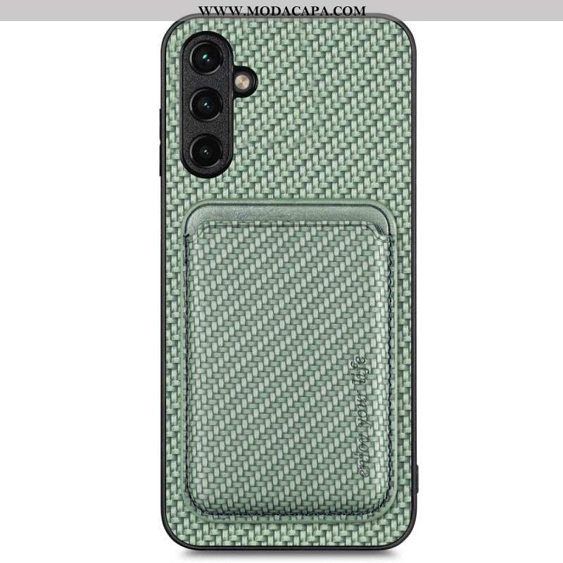 Capa Para Samsung Galaxy A14 / A14 5G Titular De Cartão Destacável De Fibra De Carbono