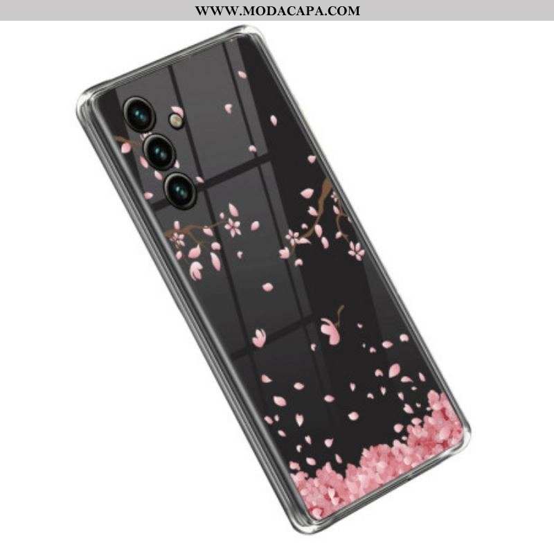 Capa Para Samsung Galaxy A14 / A14 5G Flores Rosa Sem Costura