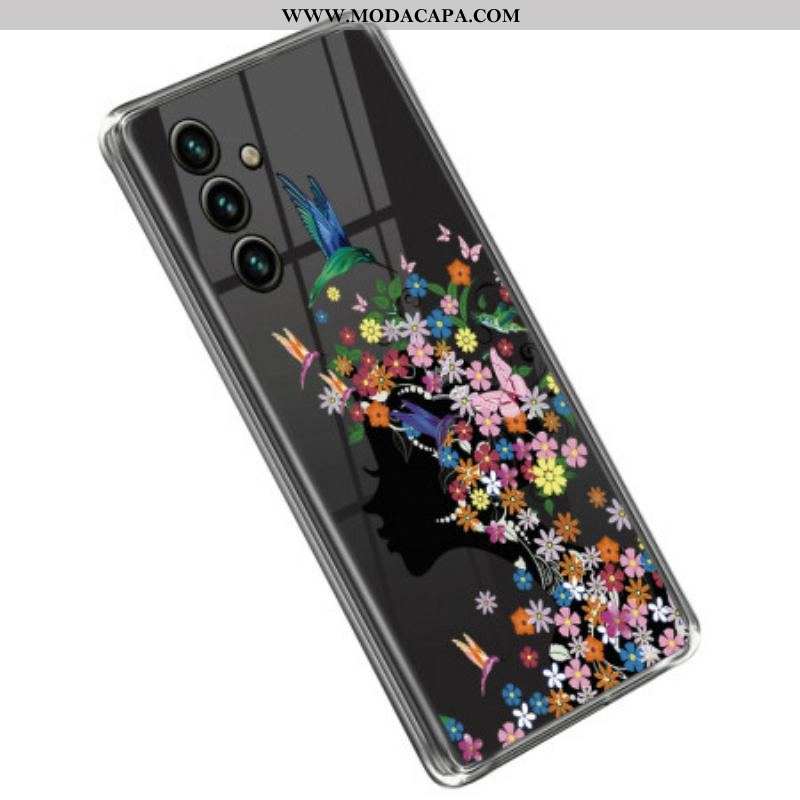 Capa Para Samsung Galaxy A14 / A14 5G Cabeça De Flor Transparente