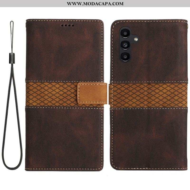 Capa Folio Para Samsung Galaxy A14 / A14 5G De Cordão Padrão De Tiras