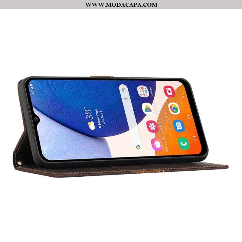 Capa Folio Para Samsung Galaxy A14 / A14 5G De Cordão Padrão De Tiras