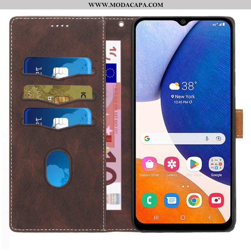 Capa Folio Para Samsung Galaxy A14 / A14 5G De Cordão Padrão De Tiras