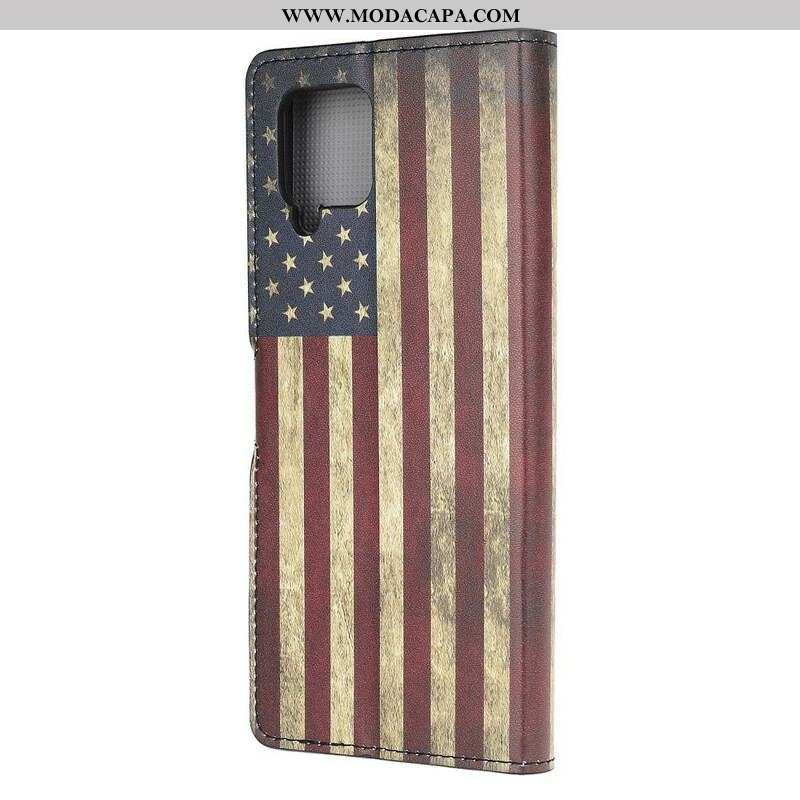 Capa Flip Para Samsung Galaxy A42 5G Bandeira Americana