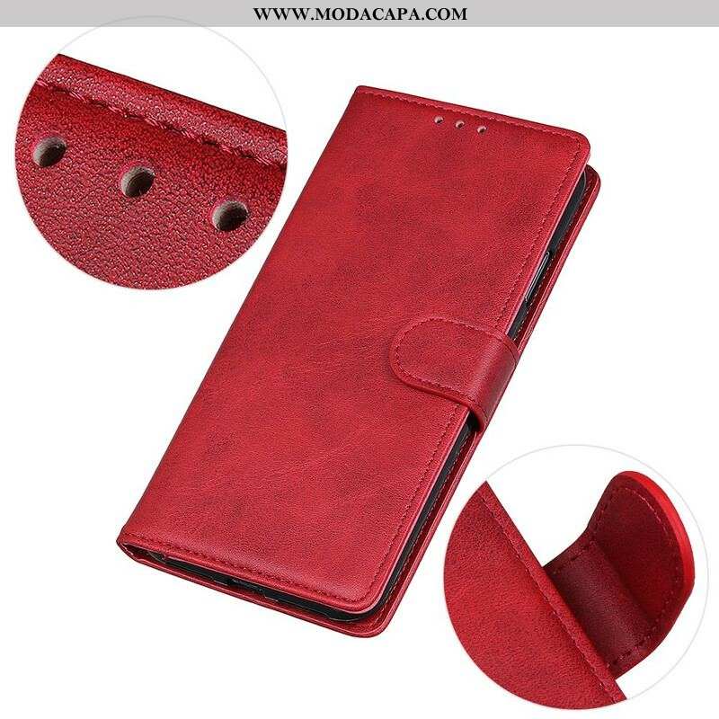 Capa Flip Para Samsung Galaxy A42 5G Efeito De Couro Fosco