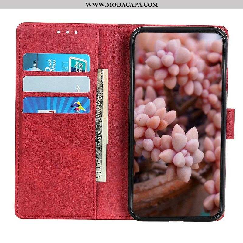 Capa Flip Para Samsung Galaxy A42 5G Efeito De Couro Fosco