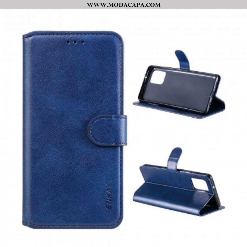 Capa Flip Para Samsung Galaxy A42 5G Couro Sintético Enkay