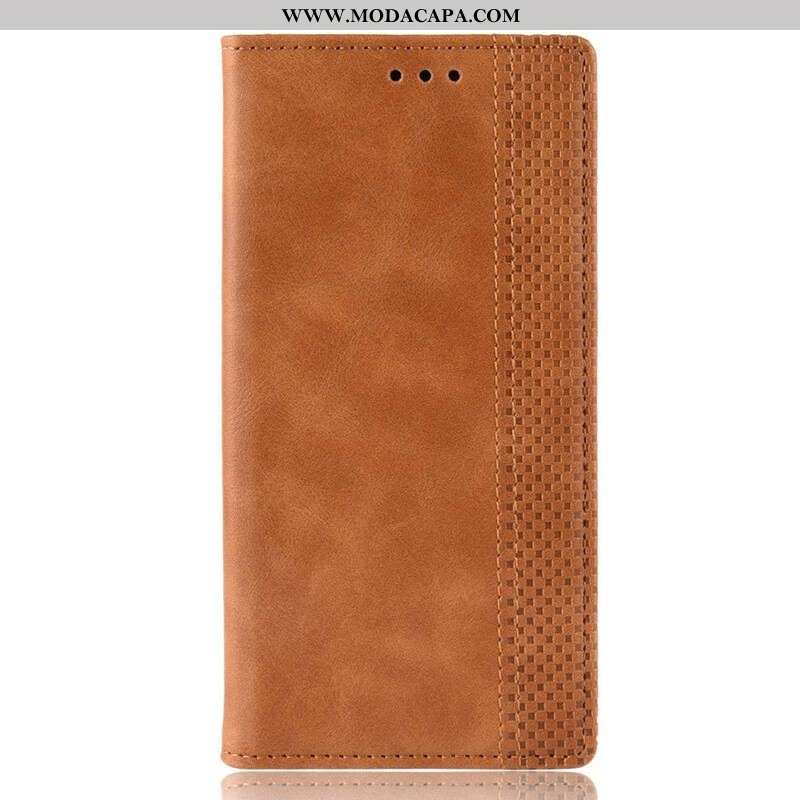 Capa De Celular Para Samsung Galaxy A42 5G Flip Efeito Couro Vintage Estilizado