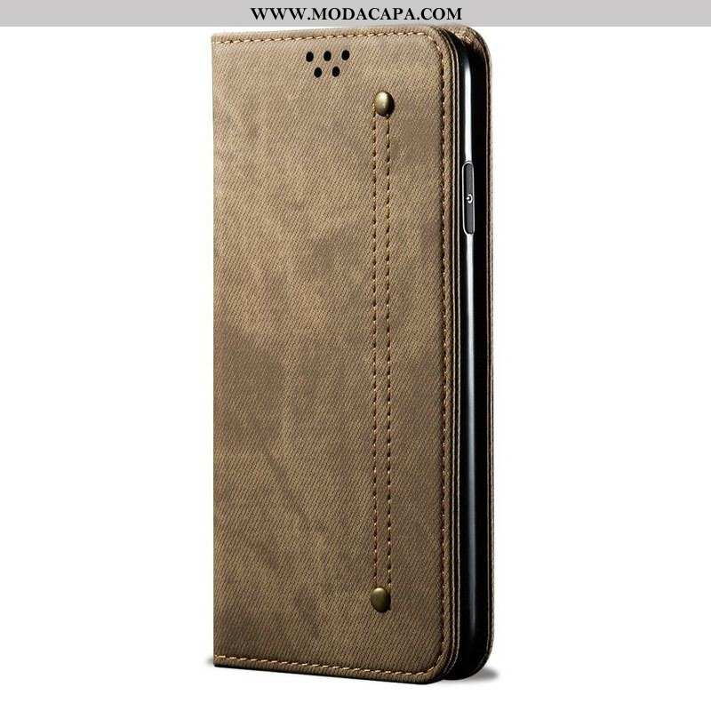 Capa De Celular Para Samsung Galaxy A42 5G Flip Tecido Jeans