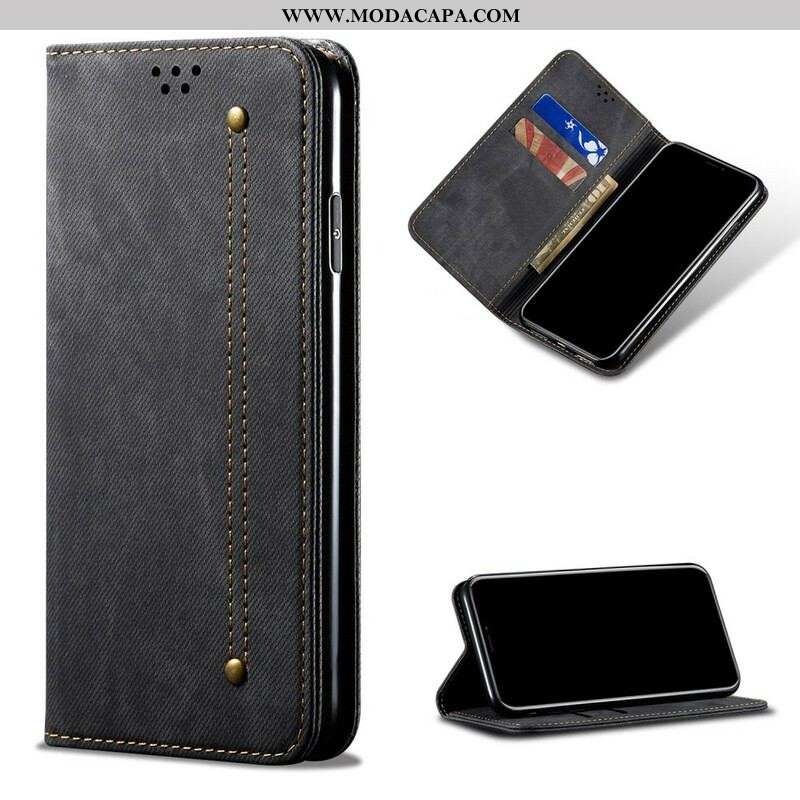 Capa De Celular Para Samsung Galaxy A42 5G Flip Tecido Jeans