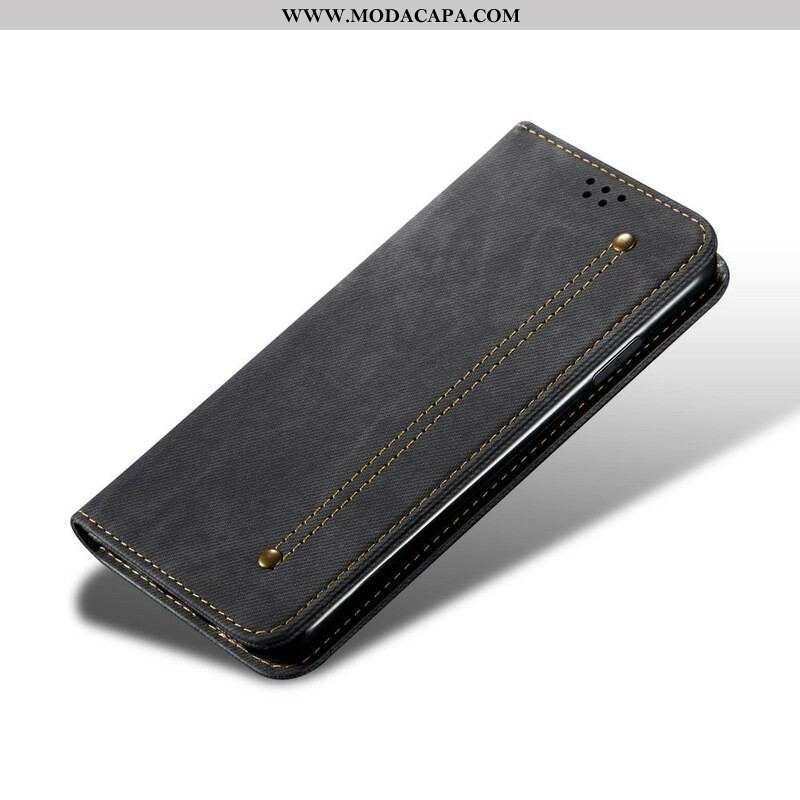 Capa De Celular Para Samsung Galaxy A42 5G Flip Tecido Jeans