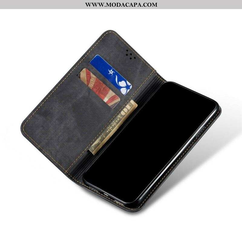 Capa De Celular Para Samsung Galaxy A42 5G Flip Tecido Jeans
