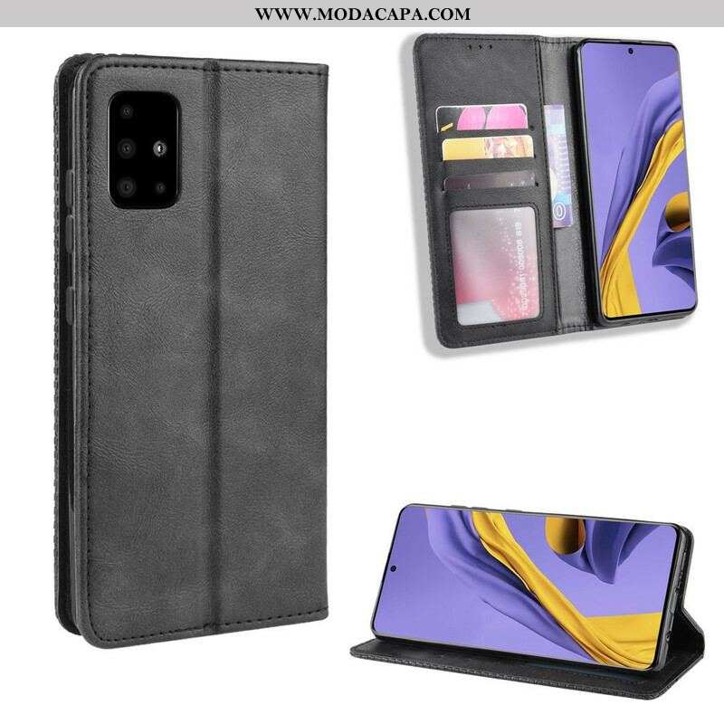 Capa De Celular Para Samsung Galaxy A51 5G Flip Efeito Couro Vintage Estilizado