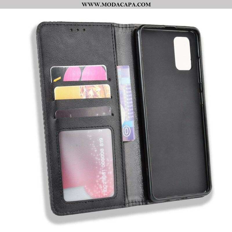 Capa De Celular Para Samsung Galaxy A51 5G Flip Efeito Couro Vintage Estilizado