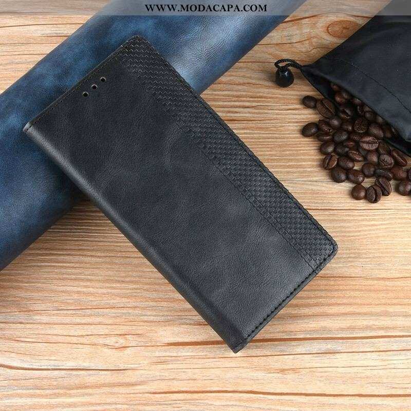 Capa De Celular Para Samsung Galaxy A51 5G Flip Efeito Couro Vintage Estilizado