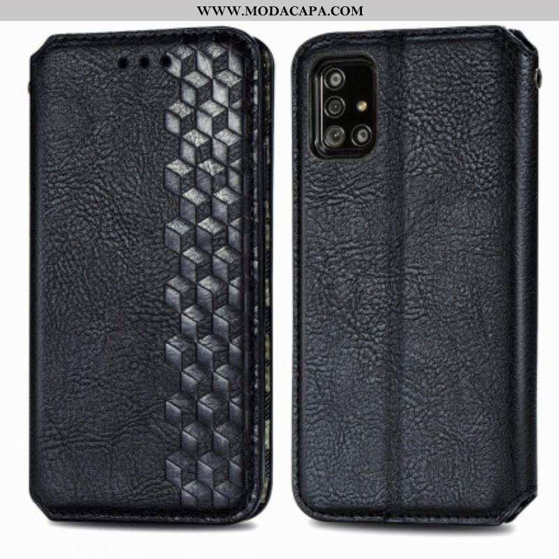 Capa De Celular Para Samsung Galaxy A51 5G Flip Textura Diamante Efeito Couro