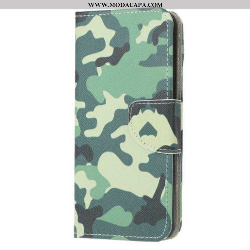 Capa Folio Para Samsung Galaxy A51 5G Camuflagem Militar